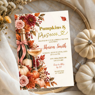 Fall Boho Rustic Pumpkin and Prosecco Invitation
