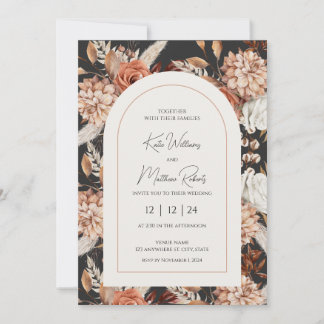 Fall Boho Rustic Wedding Invitation 