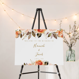 Fall Boho Terracotta Floral Wedding Welcome Sign