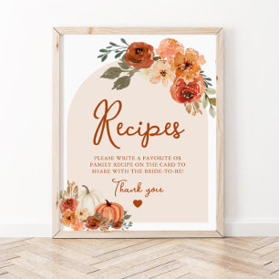 Fall Boho Terracotta Pumpkin Bridal Shower Recipes Poster