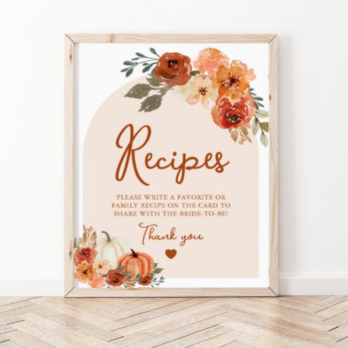 Fall Boho Terracotta Pumpkin Bridal Shower Recipes Poster