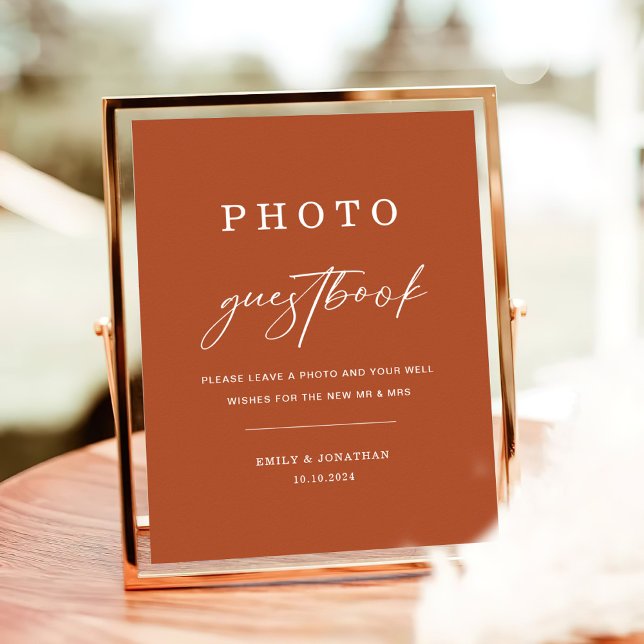 Fall Boho Terracotta Wedding Photo Guest book Sign (Creator Uploaded)