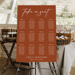 Fall Boho Terracotta Wedding Seating Chart Foam Board