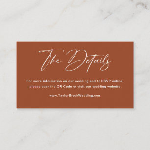 Fall Boho Terracotta Wedding Website Qr Code Enclosure Card