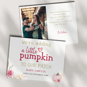 Fall Boho Thanksgiving Pumpkin Baby Announcement