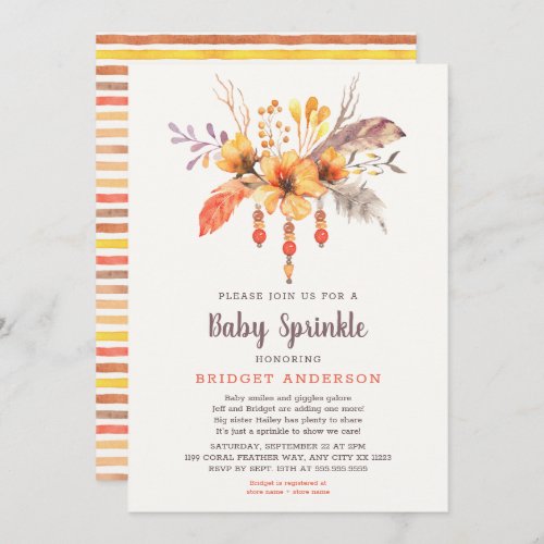 Fall Boho Tribal Baby Sprinkle Invitation