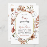 Fall Boho Widlflower Baby Shower Invitation