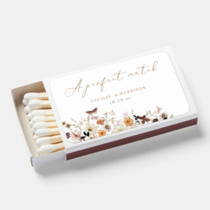 Fall Boho Wild Flowers Wedding Matchboxes
