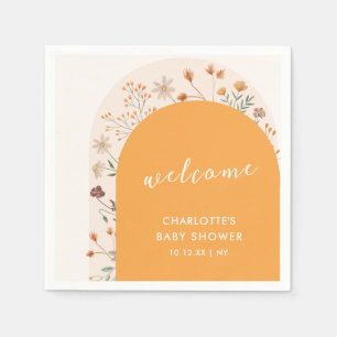 Fall Boho Wildflower Arch Baby Shower Welcome Napkins