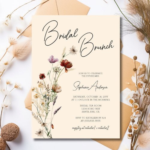 Fall Boho Wildflower Bridal Brunch Invitation