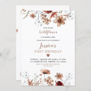 Fall Boho Wildflower is Turning One Birthday Invitation