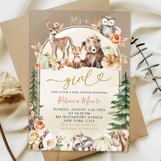 Fall Boho Woodland Forest Baby Shower Invitation (Creator Uploaded)