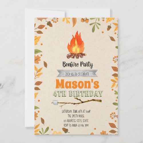 Fall bonfire party invitation