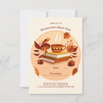 Fall Book Club Invitations by PixiePrints at Zazzle
