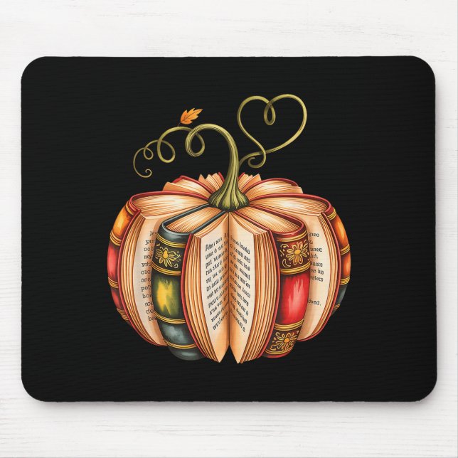Fall Book Pumpkin Fall Librarians Bookworm Teacher Mouse Pad (Front)