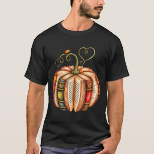 Fall Book Pumpkin Fall Librarians Bookworm Teacher T-Shirt