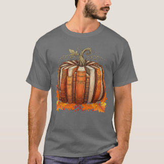Fall Book Pumpkin Retro Reading Teacher Books Love T-Shirt