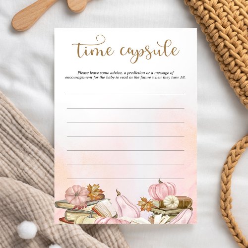 Fall Book Theme Pink Baby Shower Game Time Capsule