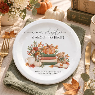 Fall Book Themed Pumpkin Storybook Baby Shower Paper Plates