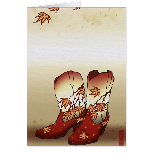 Fall Boots with Maple Leaf Motif Cards (Front)