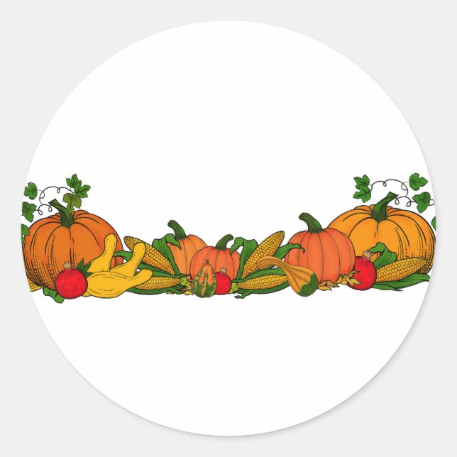 fall border classic round sticker (Front)