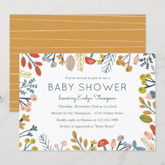 Fall Botanical Baby Shower Invitations