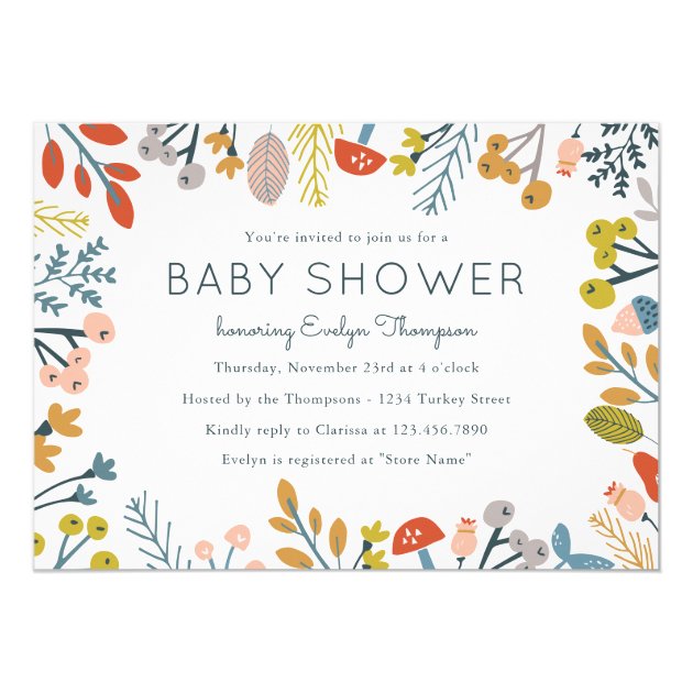 Fall Botanical Baby Shower Invitations