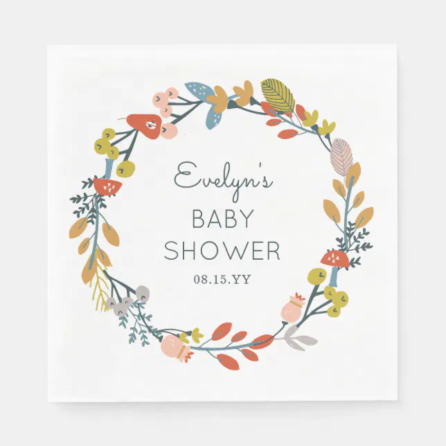 Fall Botanical Baby Shower Napkins Zazzle