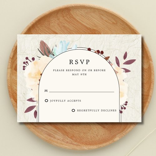 Fall Botanical Floral Wedding RSVP Card