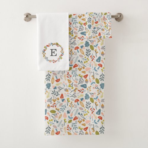 Fall Botanical Monogram Bath Towel Set