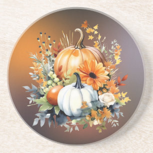 Fall Botanical Pumpkins Sandstone Coaster