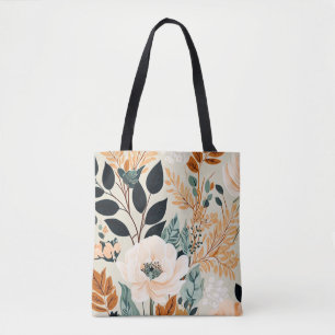 Fall Botanical Seamless Floral Pattern Tote Bag