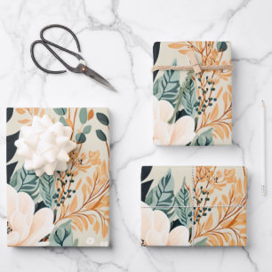 Fall Botanical Seamless Floral Pattern Wrapping Paper Sheets