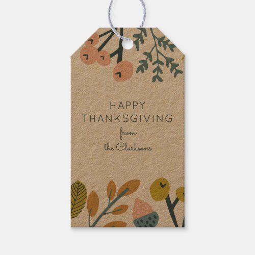 Fall Botanical Thanksgiving Gift Tags