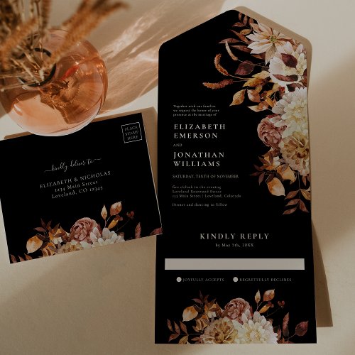 Fall Botanical Wedding All In One Invitation