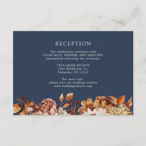 Fall Botanical Wedding Reception Enclosure Card