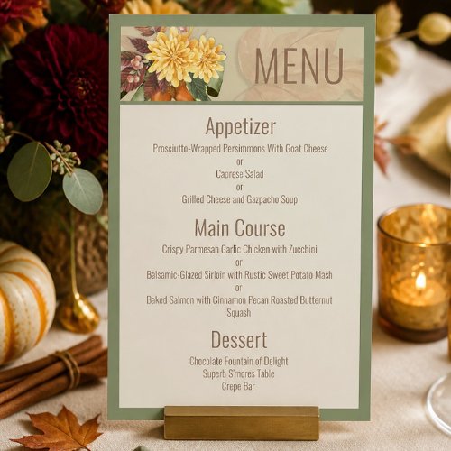 Fall Botanical Wedding Suite Menu Card