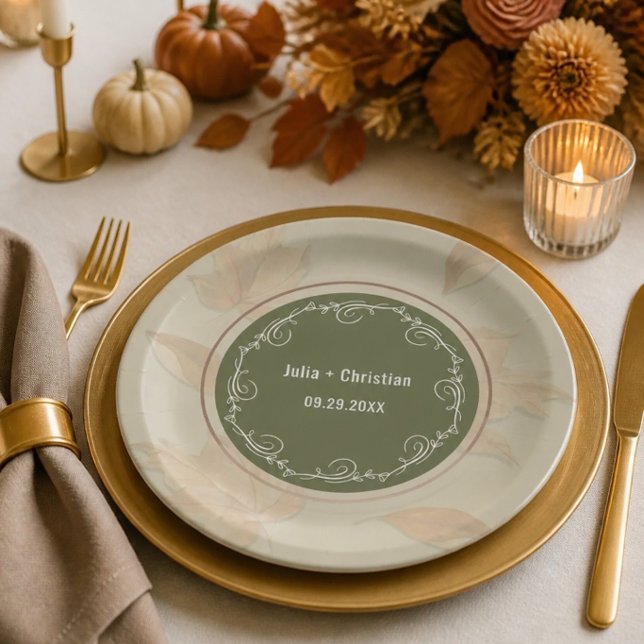 Fall Botanical Wedding Suite Paper Plates (Creator Uploaded)