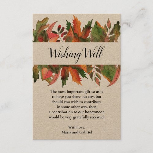 Fall Botanical Wishing Well rustic kraft wedding Enclosure Card