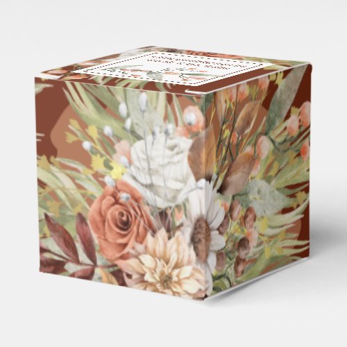 Fall Botanicals Wedding Favor Box Rust