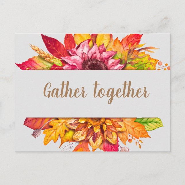 Fall Bouquet Customizable Thanksgiving Invite (Front)