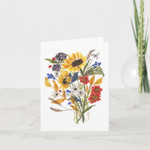 Fall Bouquet Harvest Autumn Notecard Sunflowers