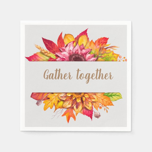 Fall Bouquet Thanksgiving Custom Napkins (Front)