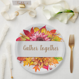 Fall Bouquet Thanksgiving Custom Paper Plates