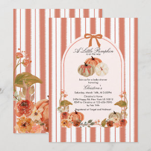 Fall Bow Boho Pumpkin Babyshower Invitation