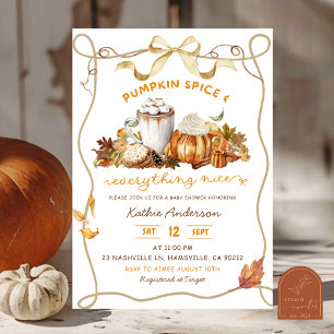 Fall Bow Coquette Pumpkin spice Invitation