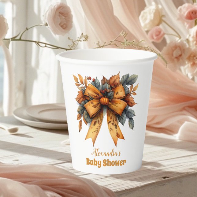 Fall Bow Girl Baby Shower Paper Cups (Creator Uploaded)