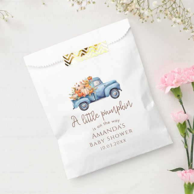 Fall Boy Baby Shower Blue Pumpkin Truck  Favor Bag (Sealed)