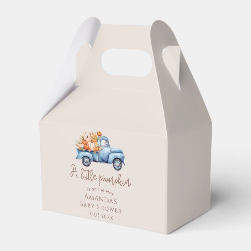 Fall Boy Baby Shower Blue Pumpkin Truck  Favor Boxes