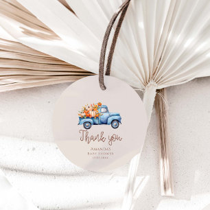Fall Boy Baby Shower Blue Pumpkin Truck Favor Tags
